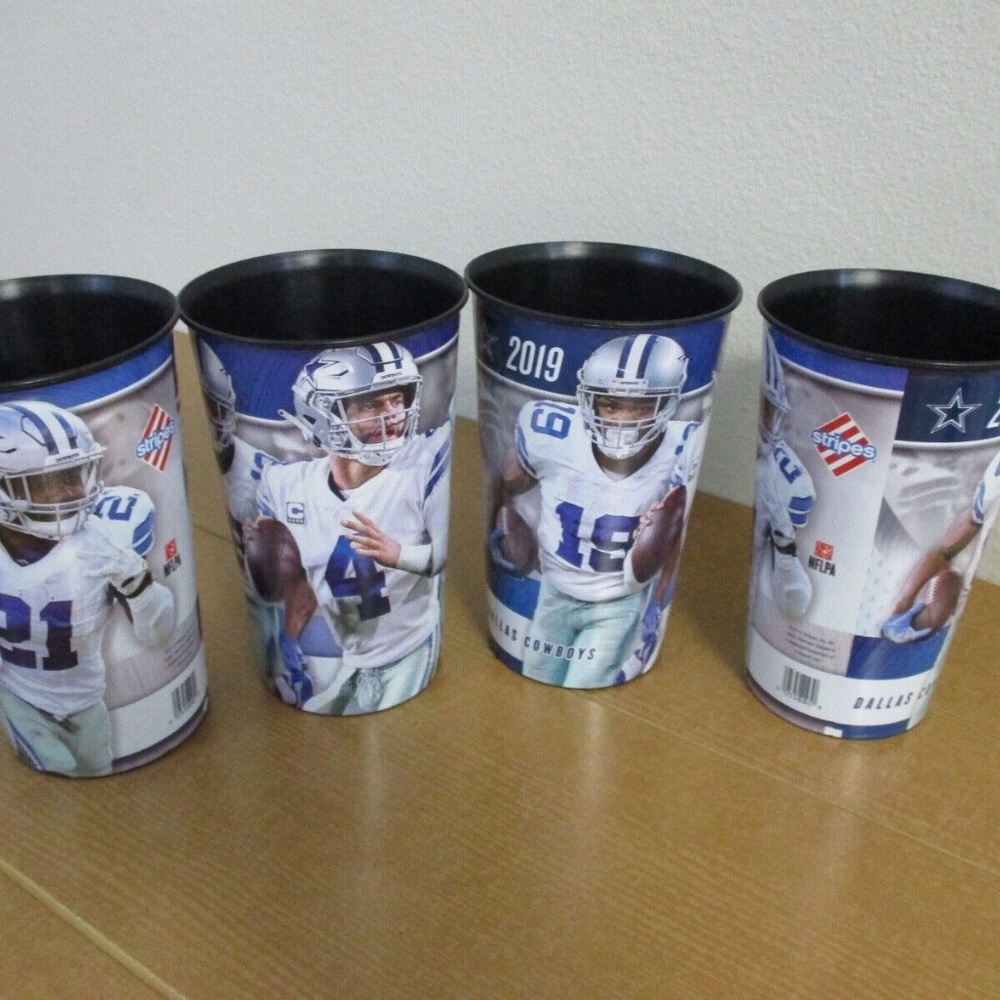 4 Pack Dallas Cowboys Tumbler Plastic Cups Collection NFL Prescott Elliott